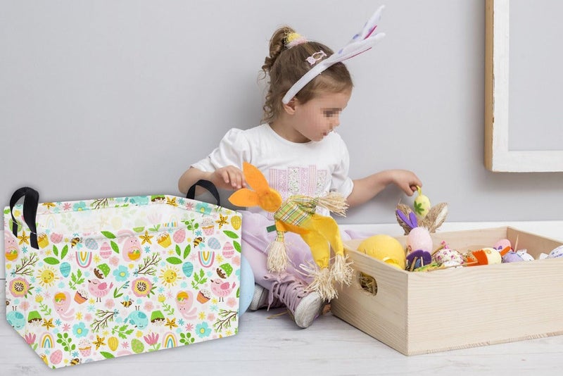 ESSME Rectangular Easter Basket, Kids Storage bin Organizer with Handles for Easter Decor,Shelf Basket,Toy Organizer,Easter Baskets.(Line Easter) - Image 4